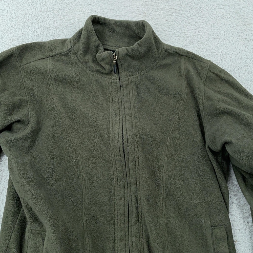 Columbia Fleece‎ Full Zip Jacket Womens Medium Green Stand Collar XCO Pockets
